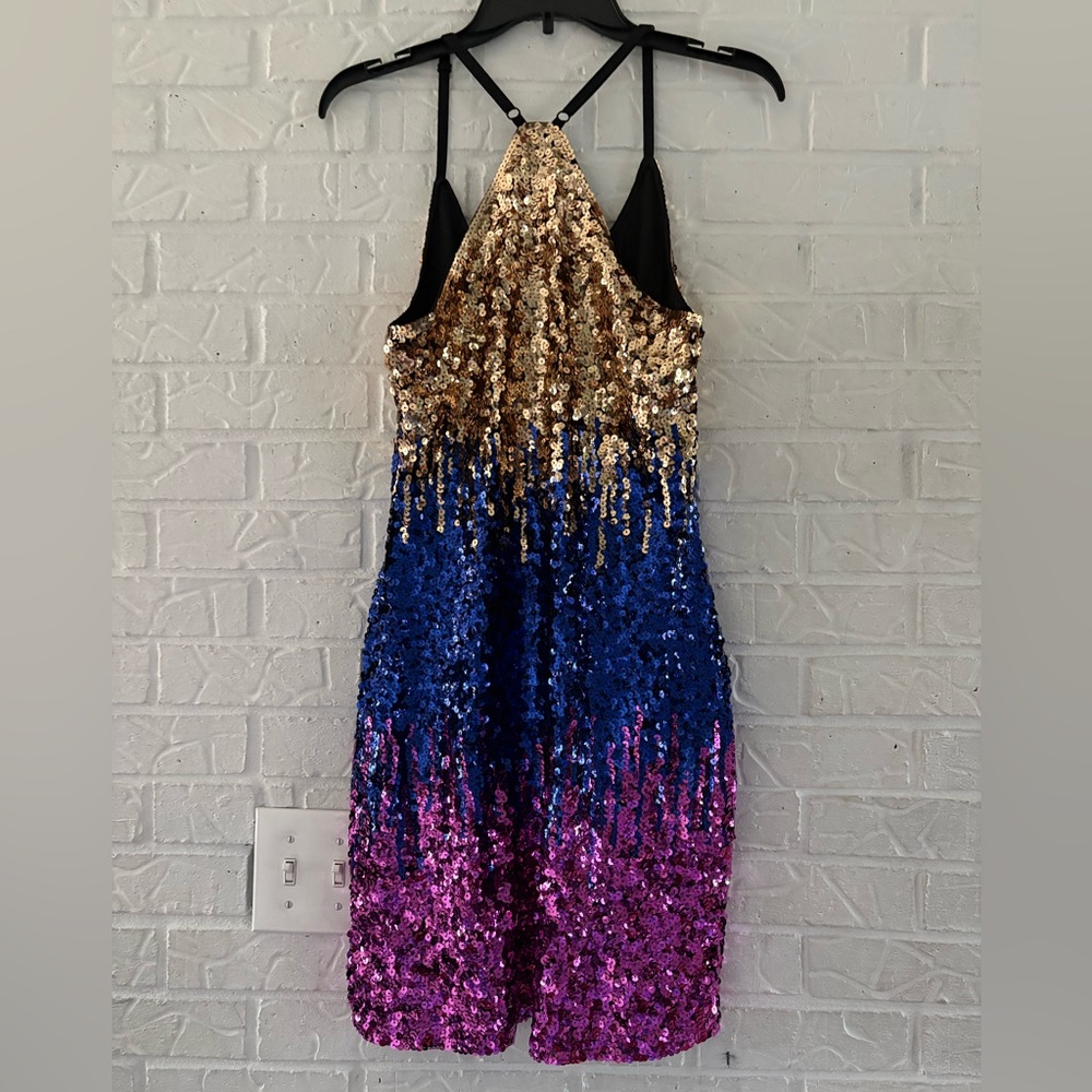 NWT Sequin Gold, Blue, and Purple Dress - Picture 2 of 3